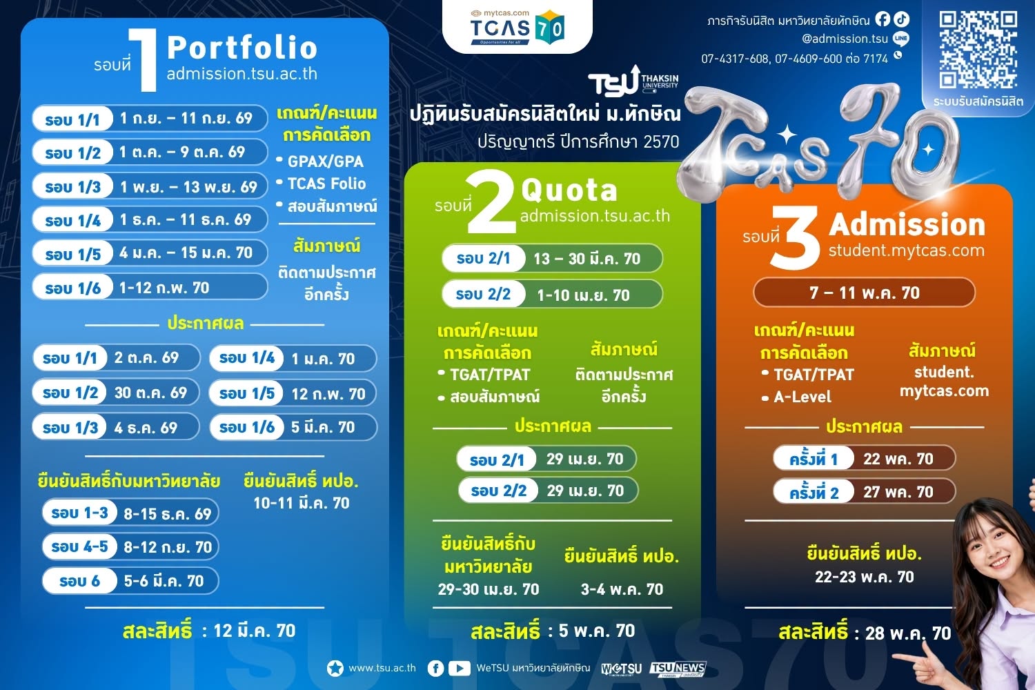 ปฏิทิน TCAS70 ม.ทักษิณ